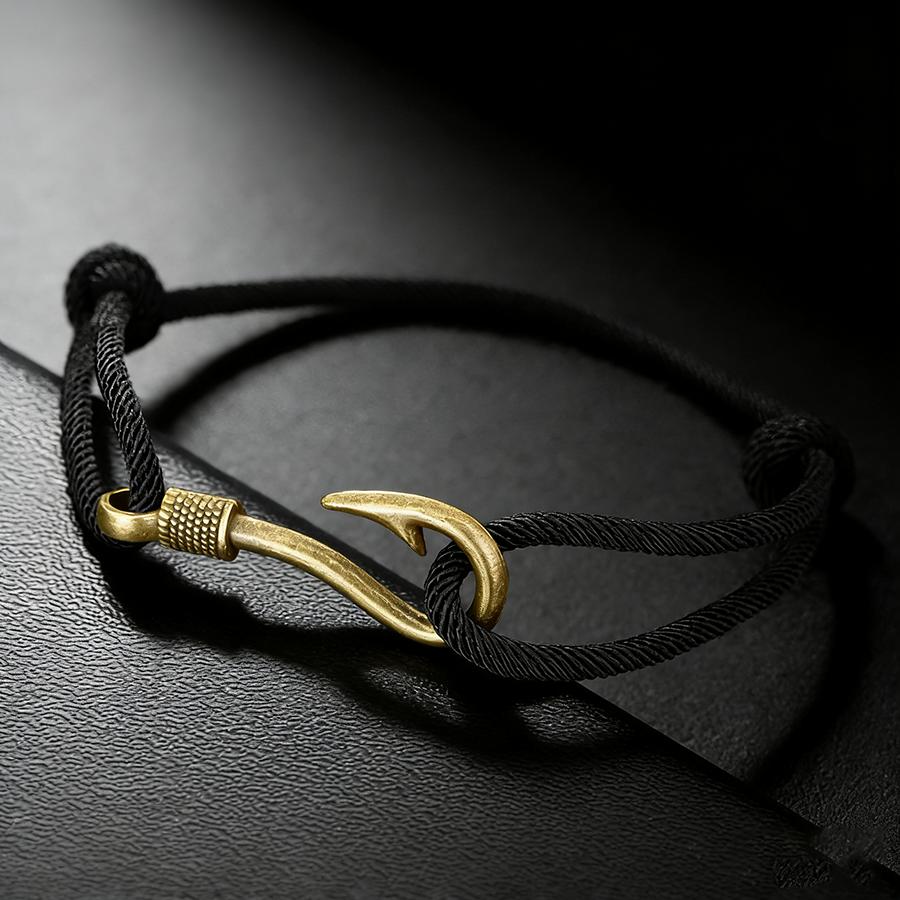 

Vintage Fishhook Bracelet Men 10 Colors Available Environmentally Friendly Material Sports Sweat Absorbing Braslet Adjustable чёрный