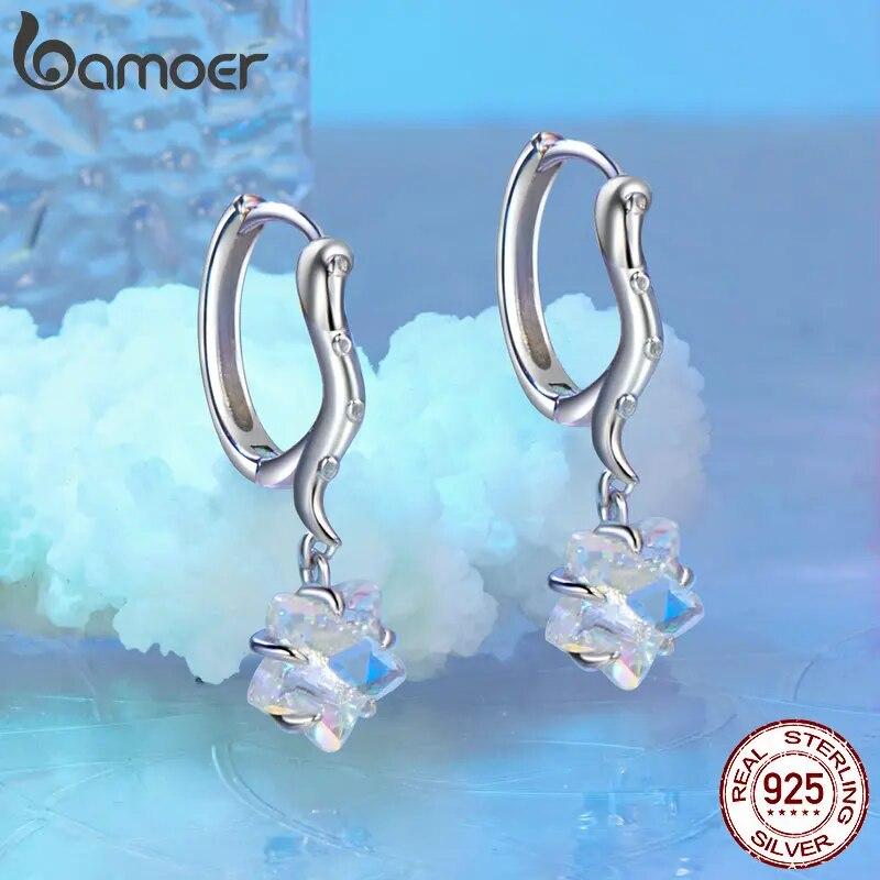 BAMOER Creolen aus 925er Sterlingsilber für Damen, zierliche, vergoldete Ohrringe, hypoallergen, Oktopus-Seestern-Ohrring, Geschenk