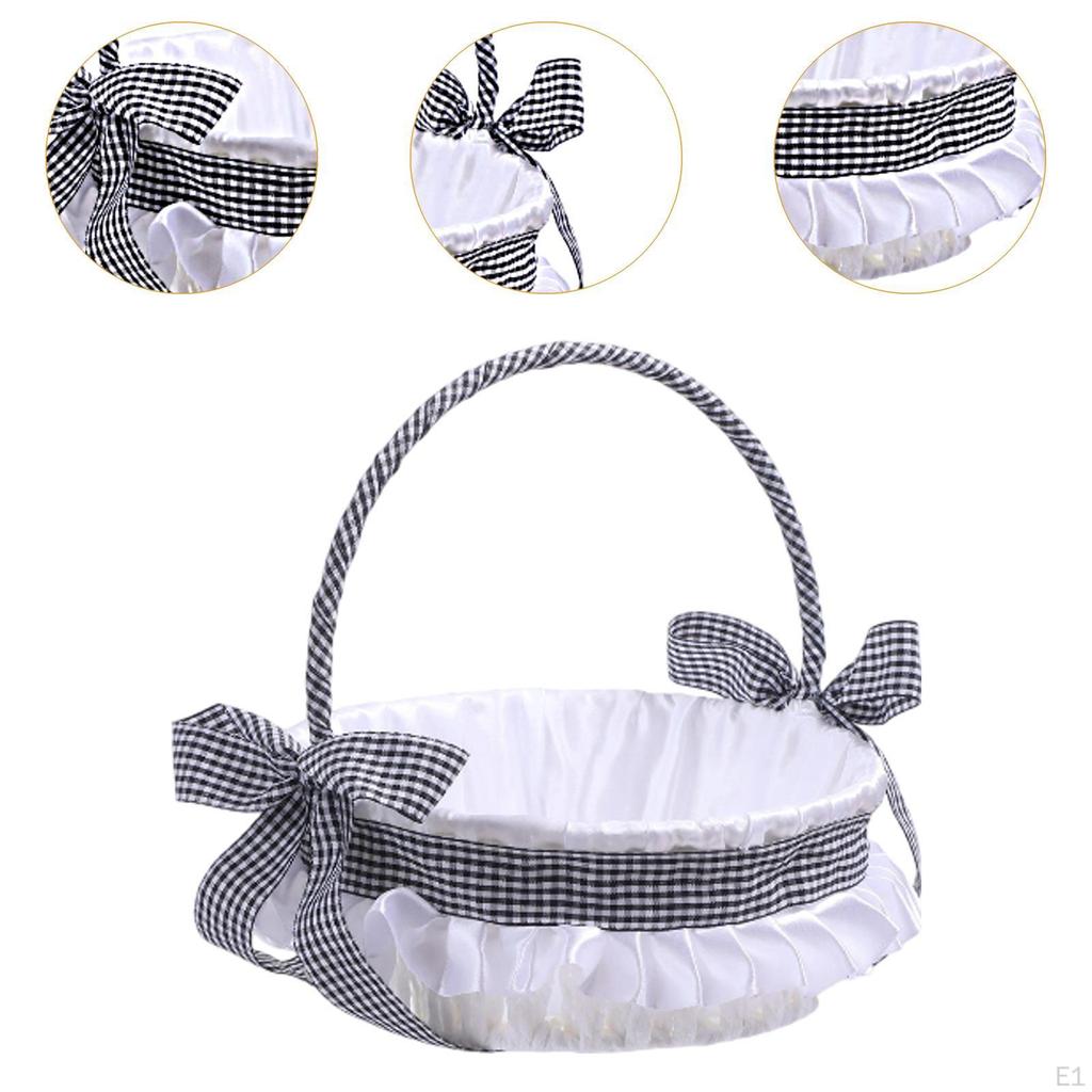 Wedding Flower Girl Basket Elegant Rustic with Handle Storage Home Decoration Bridesmaid