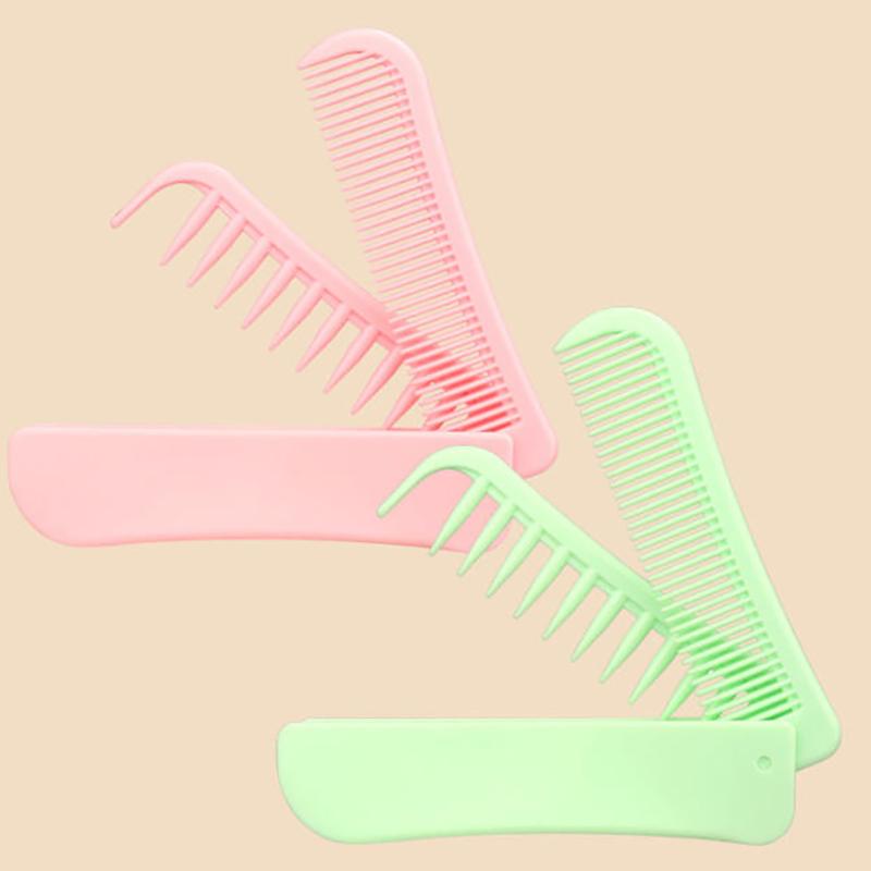 Portable Travel Folding 2-In-1 Brush Anti-Static Styling Comb Professional Hair Styling Tool Special For Real Hair Wigs