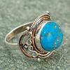 Vintage Women Two Tone Ring Inlaid Created Turquoise Bohemian Jewelry for Party Antique Elegant Statement Accessories