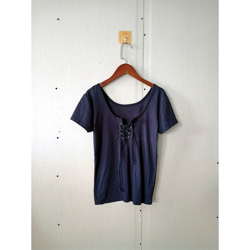 

Экспорт Новая летняя женская одежда K-стиль Повседневная однотонная футболка на шнуровке с круглым вырезом, облегающая, с коротким рукавом, высокая эластичность, для девочек Black welfare All yards