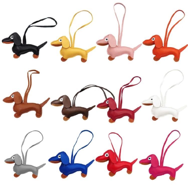 Süßer PU-Leder Tieranhänger Niedlicher Dackel Hund Schlüsselanhänger Anhänger Hängendes Ornament Rucksack Handtasche Charm Geschenk
