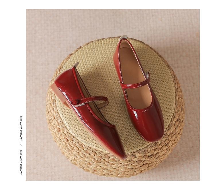 Women Patent Leather Mary Janes Shoes Ladies   Summer New Square Toe Comfortable Pointed Toe Ballet Flat Casual Shoes