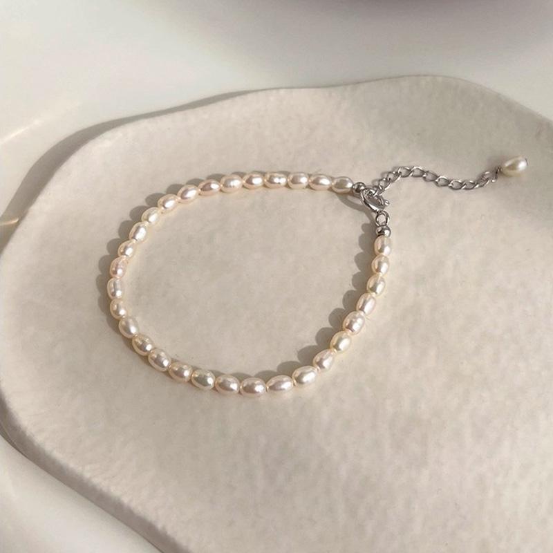 Dainashi 4-5mm Rice Shape Freshwater Pearl Bracelet for Women 16cm 18cm 20cm Adjustable 925 Sterling Silver Bracelet 2026 New
