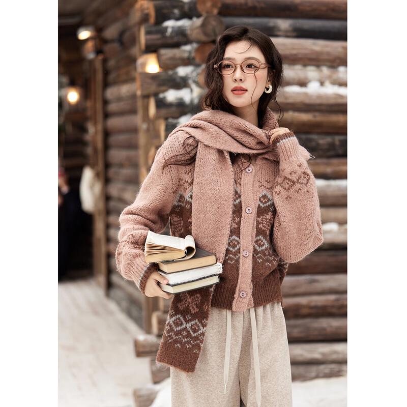 Women s Retro Fair Isle Jacquard Knit Cardigan One Size