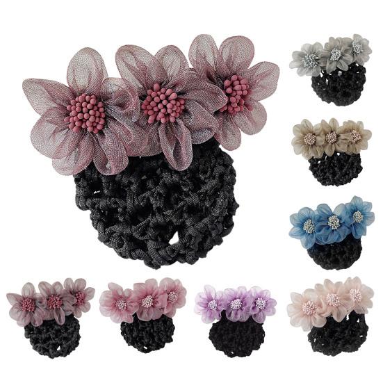 Hair Bun Net Elegant Lace Flower Hairpin Bun Cover Professional Hairstyle Hollow Out Lady Ballet Career Crochet Hairband Hair Accessories