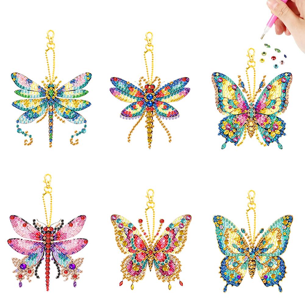 

6 шт. Акрилові двосторонні тварини, брелок із алмазним малюнком, художній брелок із алмазним живописом, кулон для домашнього декору на день народження