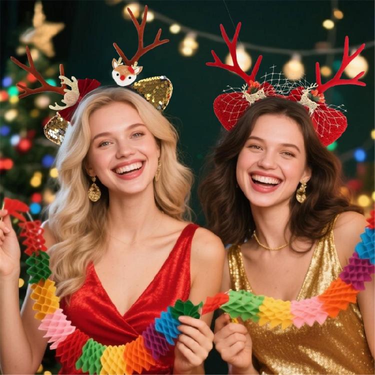 Children Christmas Ears Headbands Masquerades Halloween Hair Hoop for Kids Teens and Adults