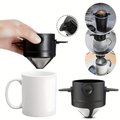 1PC Reusable Gifts Ear Hook Easy Pour Design Coffee Filter Portable With Foldable Dripper Office Stainless Steel Home