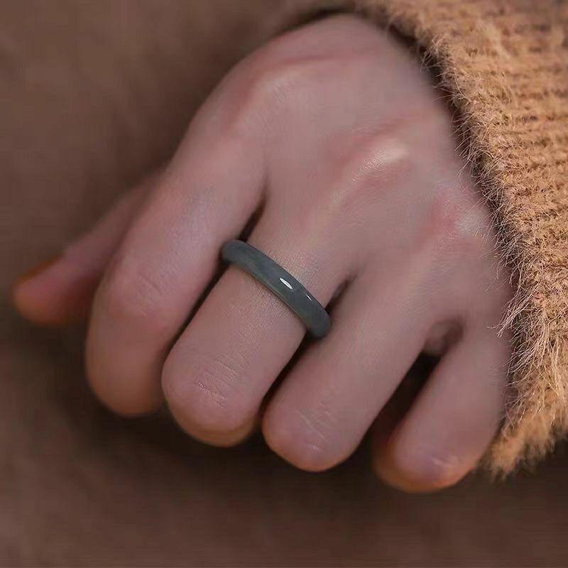 Fashion Non-Fading Vegetarian Ring Imitation Jade Thin Ring For Woman Vintage Jewelry Girls Accessories Gifts