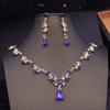 Green Crown Bridal Jewelry Sets for Women Choker Necklace Sets With Tiaras Wedding Dress Prom Bride Jewelry Accessories