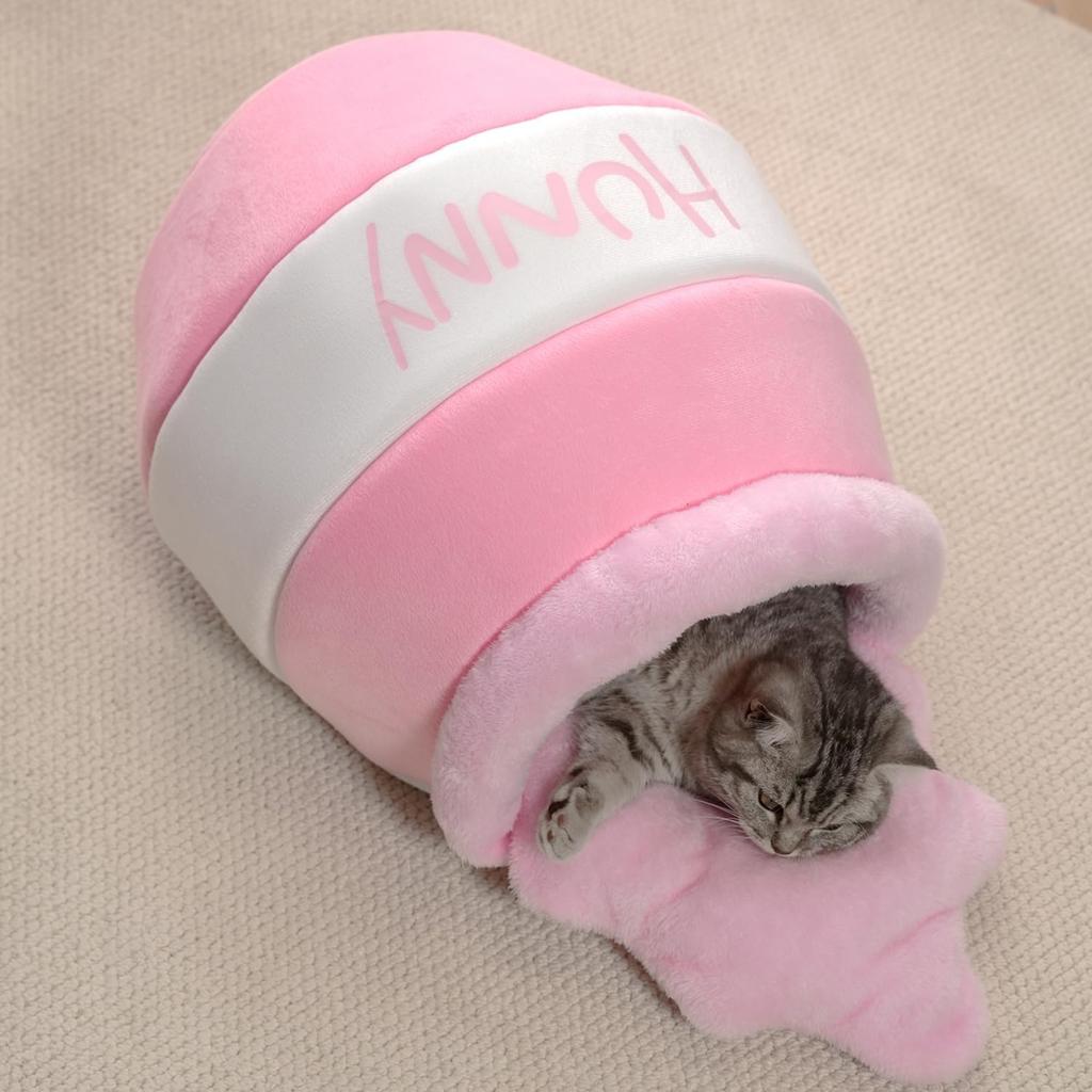 Honey Pot Cat Cave Bed, Soft and Thick Rebound Sponge Pet Nest with Removable & Washable Cushion