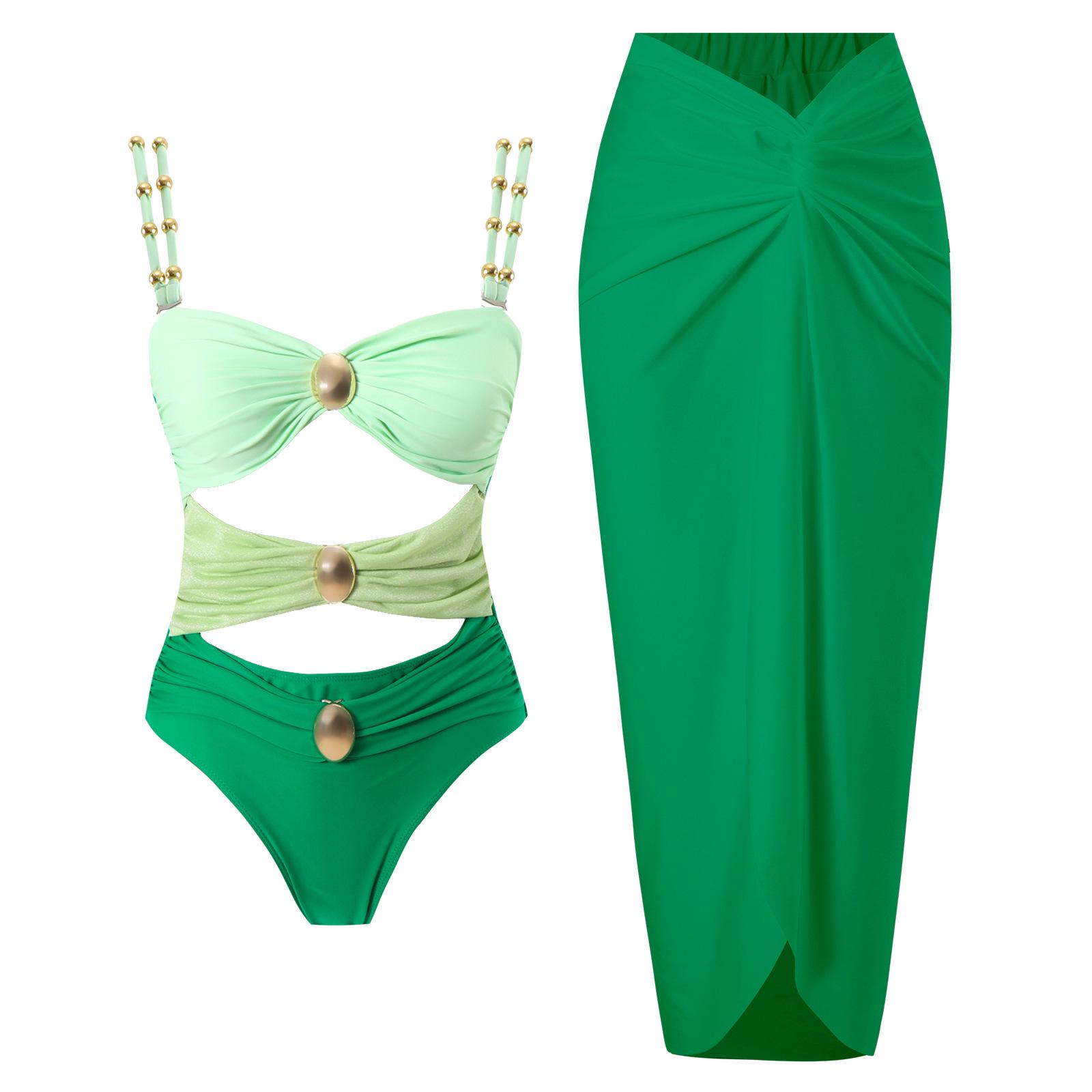

New 2025 European & American Two-Piece Bikini with Chiffon Skirt - Women s Slimming Swimwear Set Medium