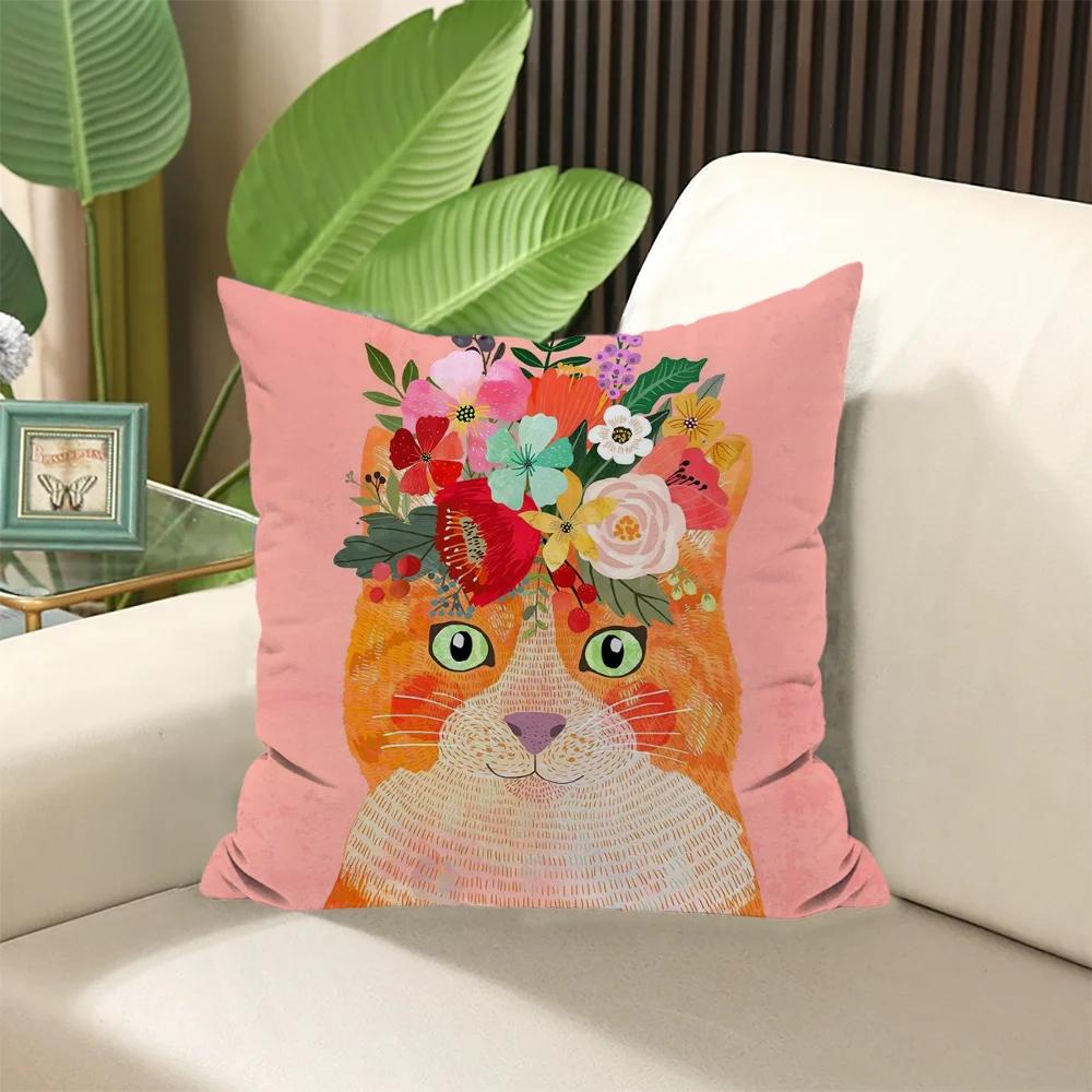 Kissen zum Schlafen Floral Friends Tier Kissenbezug  ×  Gefüllte Kissen Dekokissen Sofabezüge Elegante Raumbezüge