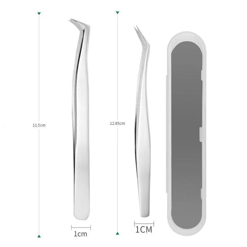 Gold Feather Eyelash Curler & Tweezers Set: Round Head Grafting Clip, Eyelash Blooming Tool for Artists