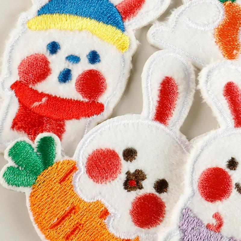 6 Pcs Embroidered Patches Cartoon Rabbits Iron on Patches Applique Patches Animal Sew on Patches Sewing Patches for Hat