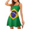 Vestido de Alça Feminino com Estampa da Bandeira do Brasil Gráfico de Humor O Vestido Engraçado Sexy Vestido Feminino Baladas