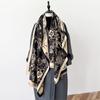 Flower And Plant Texture Double-Sided Scarf, Winter High-End Warm Shawl, Outer Cover For Women