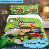 Custom Name Ben Alien Force Bedding Set 3pcs, Bedding Set Including 1pc Duvet Cover And 2pcs Pillowcases for Bedroom, Dormitory Gift