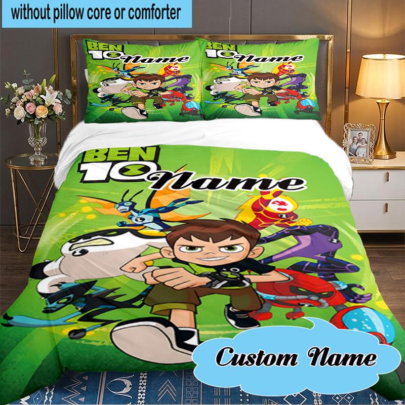 Custom Name Ben Alien Force Bedding Set 3pcs, Bedding Set Including 1pc Duvet Cover And 2pcs Pillowcases for Bedroom, Dormitory Gift