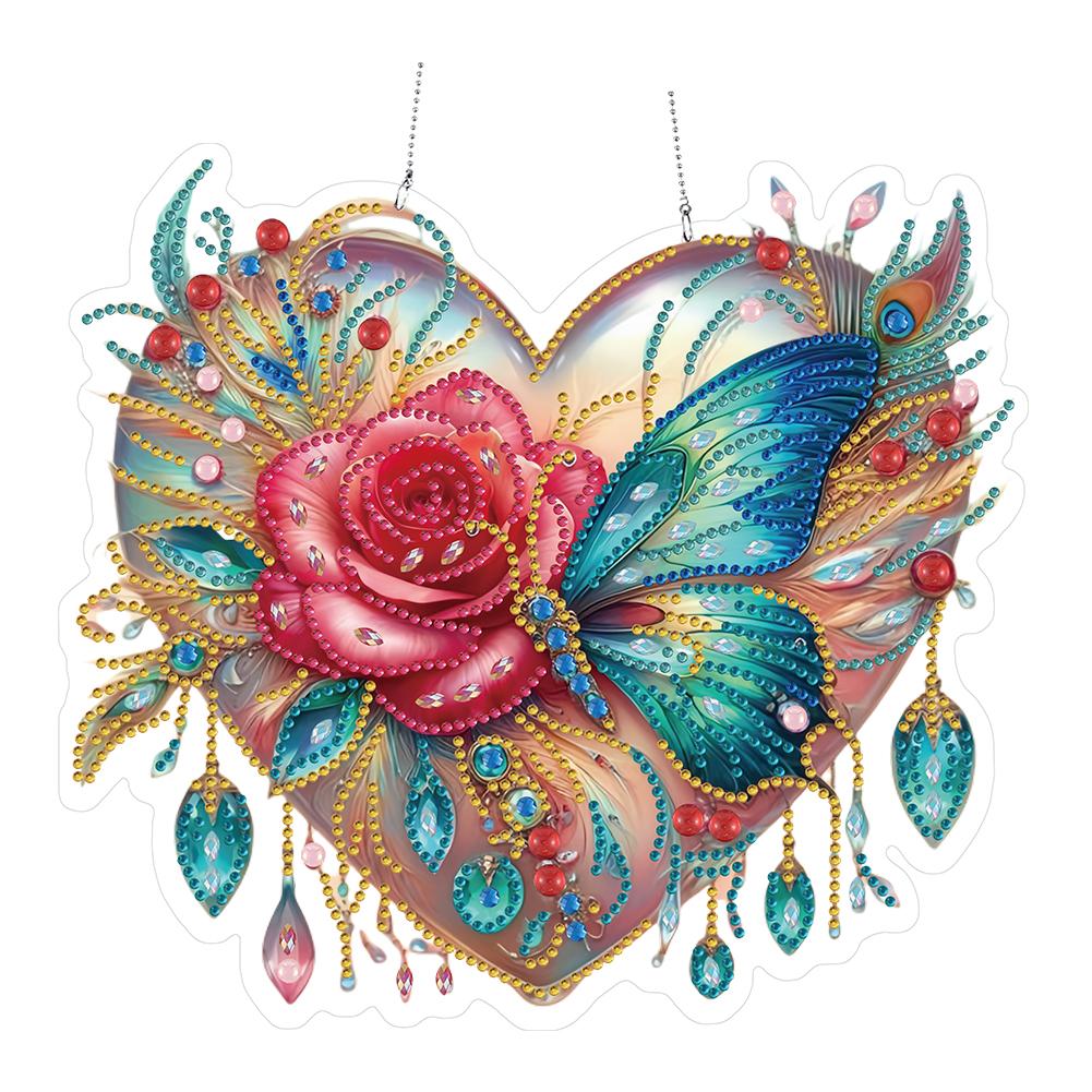 2D Flat DIY Diamond Painting Set Hanging Diamond Art Kits Rhinestone Diamond Art Window Pendants DIY Home Decor Hanging Charm