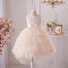 New Puffy Bridesmaid Girl's Dress with Layered Butterfly Design - Princess Evening Gown for Weddings or Festivals