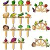 15 Pcs Funny Plant Markers T-Type Vegetable Name Tag with Pattern Wood Plant Garden Sign Seed Indoor and Outdoor Potted Plants