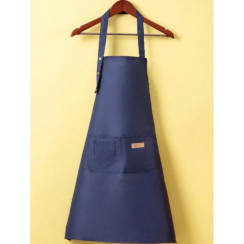 Thicken Waterproof Kitchen Apron Woman's Solid Color Cooking Men Chef Waiter Cafe Shop Barbecue Barber Bib Kitchen Accessories