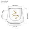 KEMORELA 4pcs Double Wall Glass Coffee Cup With Handle Insulated Transparent Coffee Cup Double wall Drinkware Tea Milk Latte