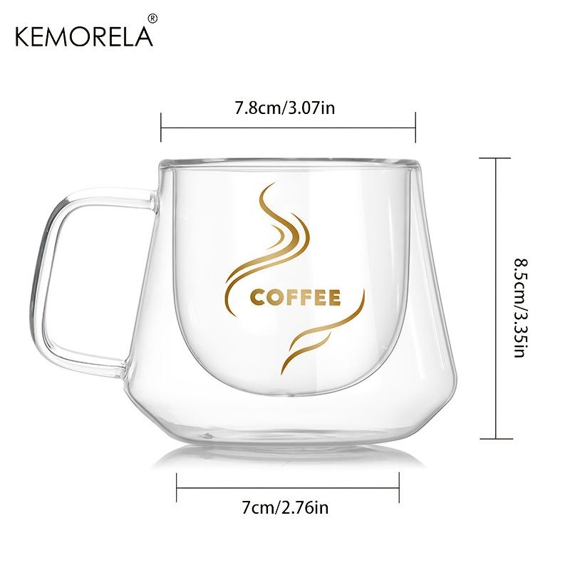 KEMORELA 4pcs Double Wall Glass Coffee Cup With Handle Insulated Transparent Coffee Cup Double wall Drinkware Tea Milk Latte