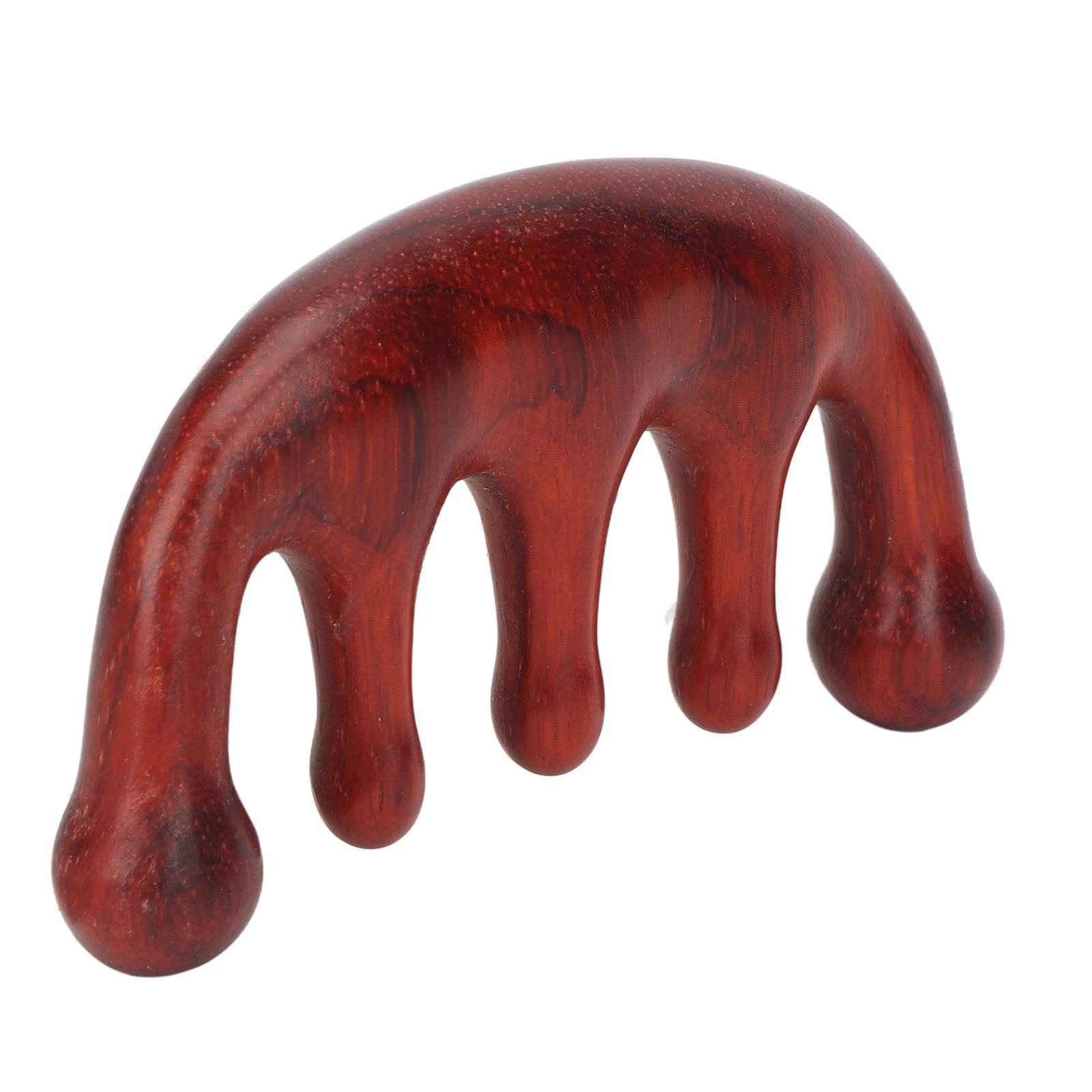 

Массажная расческа для скальпа с 5 зубцами, сандаловое дерево, гуаша, ручная переносная расческа для скальпа и меридиана