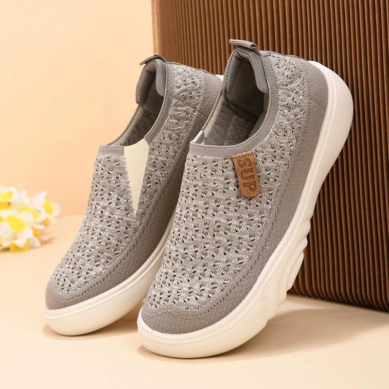 Women's Breathable Knit Loafers Comfortable Slip-On Walking Shoes with Soft Sole Shoes
