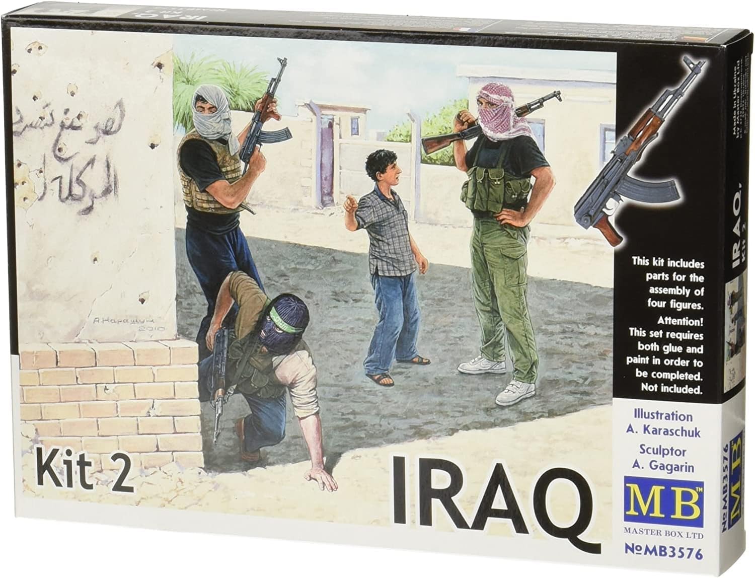 

Master Box 1/35 Scale Middle Eastern Armed Civilians with AK-47 Rifles and Other Equipment, Set of 4 Plastic Model Kits, MB35076