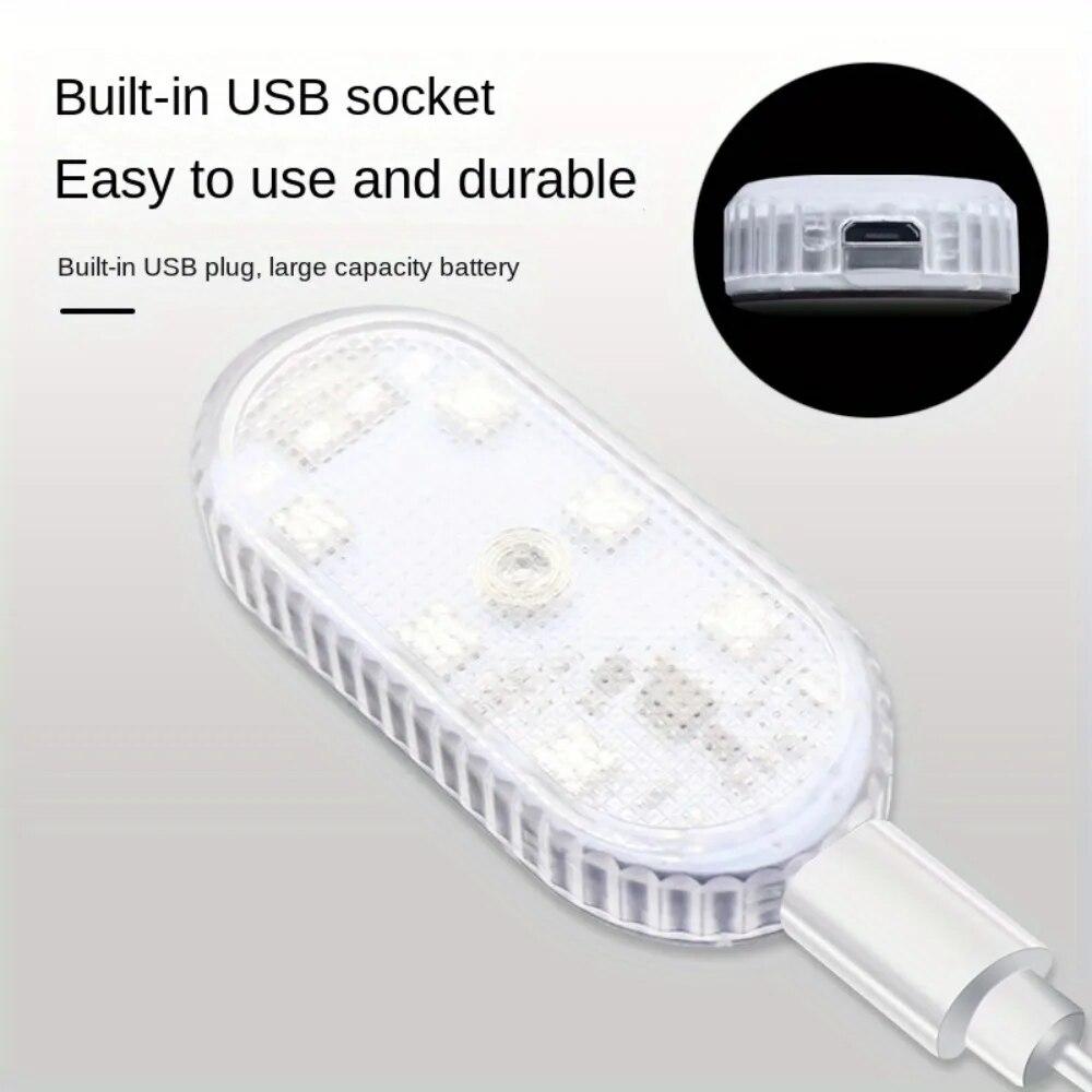 Wireless LED Car Interior Lights - USB Chargeable Ceiling Lamp, Hand Reading Light & Door Light for Night Time Illumination