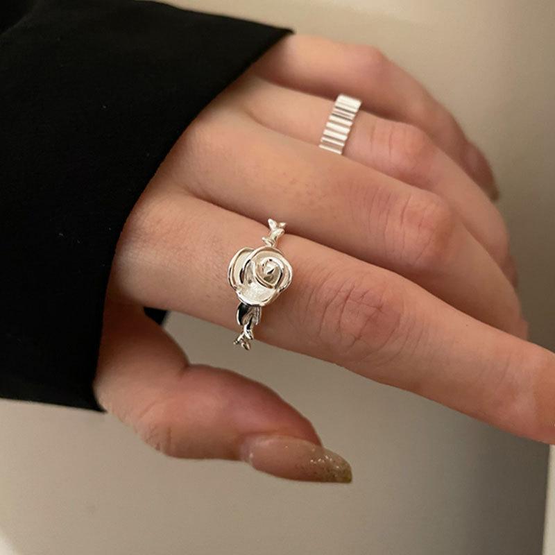 Korean Unique Inspired Floral Open Ring For Women Made From Highquality S925 Silver