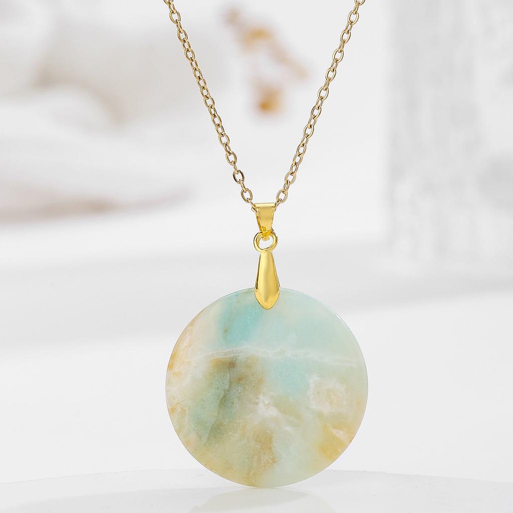 Natural Crystal Pendant, Pink Crystal Round Necklace, Insignia Necklace, Bohemian Jewelry