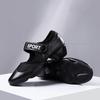 Wu Pa Women's Low Heel Leather Dance Shoes - Soft Sole, Breathable, Velcro Closure, Ideal for Ballroom, Middle-Aged & Elderly.