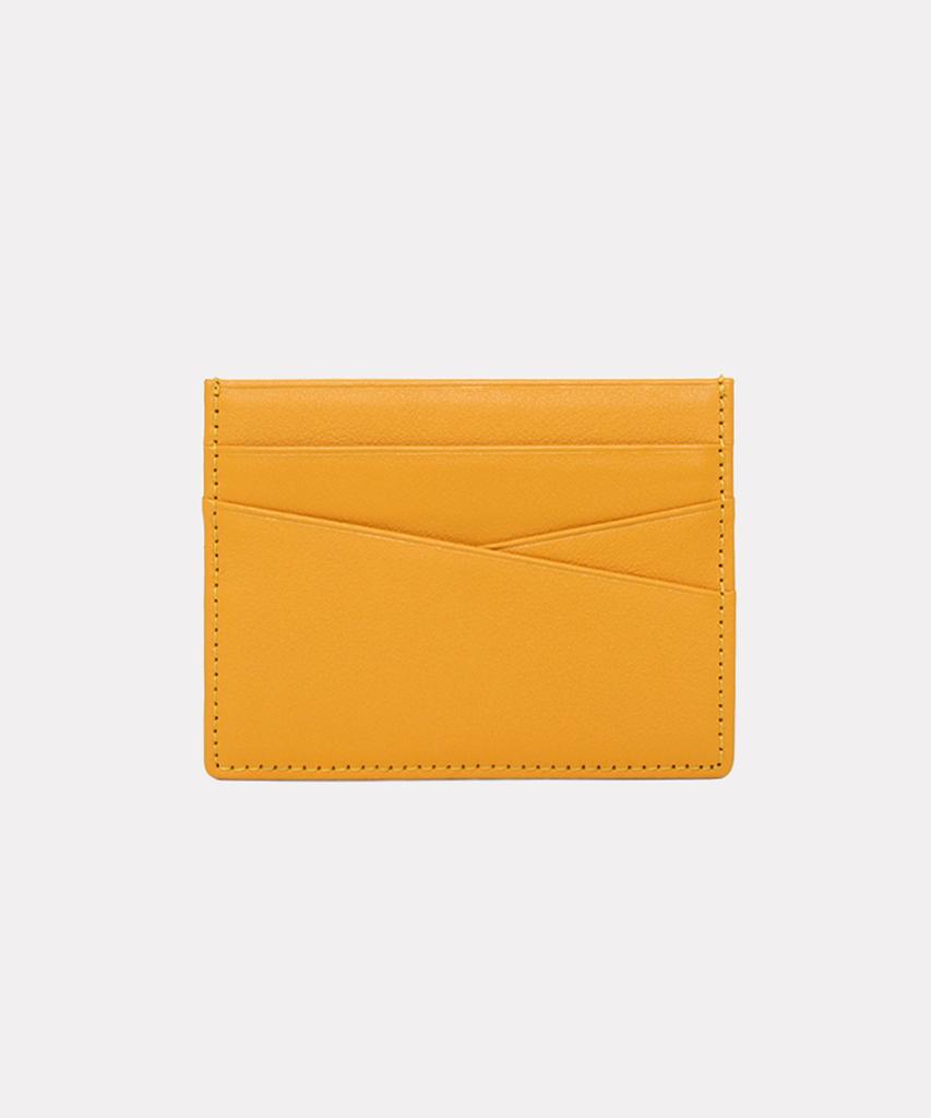 Matt Simple Cowhide Card Holder Yellow