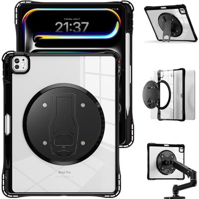 For iPad Pro 13 (2024) Clear Case PC+TPU+Acrylic Kickstand Tablet Back Cover