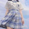 Gentle Blade Authentic JK Uniform: Plaid Pleated Skirt & College Style Short Shirt Set