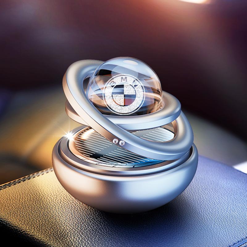 Solar-Powered Rotating Car Air Freshener with Aluminum Alloy and Aromatherapy Scent