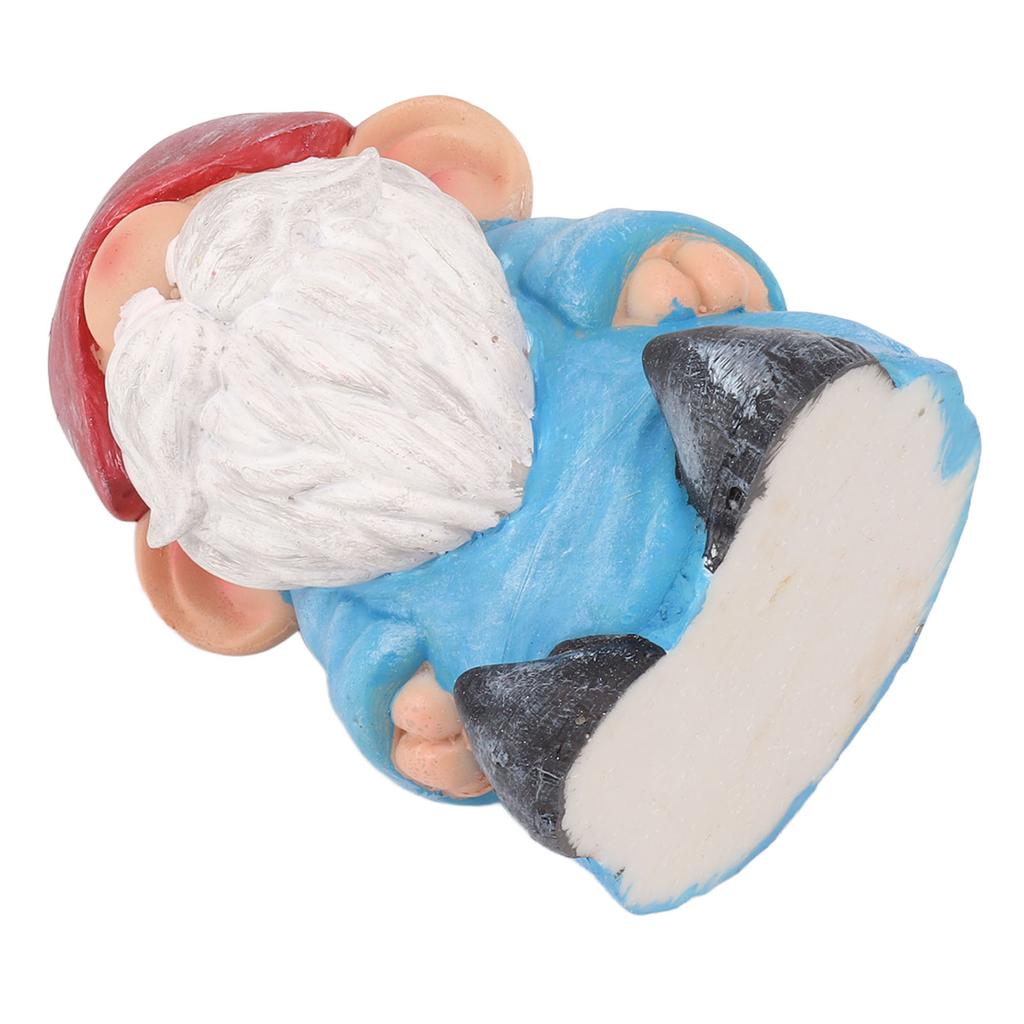 Garden Gnome Resin Structure Stable Bottom Retro Style Gnome Figurine for Patio Porch Decorations Flat Head Blue