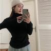 Piled Collar Solid Color All-match Knitted Sweater Women's Autumn and Winter Western-style Slim-fit Coat Inner Knitted Base Shirt