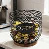 Coffee Pod Holder   Large Capacity Coffee Capsule Storage Basket with Wooden Base for Kitchen Counter   Desktop