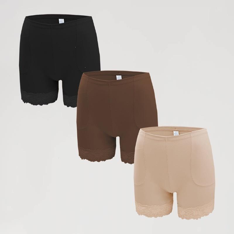 Plus Size Ladies Spring and Summer Lace Single Side Pocket High Waist Safety Leg Underwear