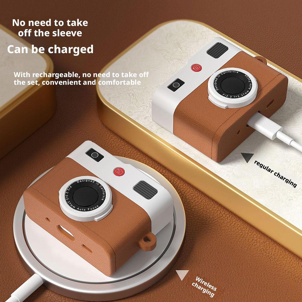 Retro Camera Design Case for AirPods Pro 3 Soft Silicone Protective Cover Shockproof Anti Scratch Wireless Charging Compatible