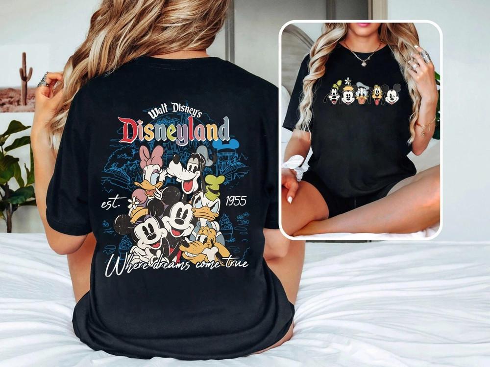 Vintage 2sided Walt Disneyland Est 1955 Shirt Mickey and Friends Retro Tshirt Unisex T-Shirt S