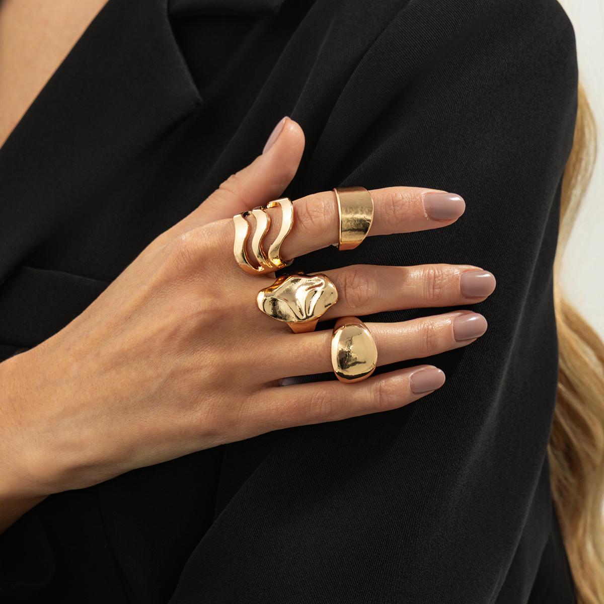 

Ingemark 4 Colors Trendy Simple Resin Acrylic Geometric Finger Rings for Women Vintage Smooth Knuckle Ring Aesthetic New Jewelry