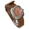 M.R.M.W. Military Watch, California Dial Watch, Smoky Pink, with Brown Crazy Horse Leather Strap